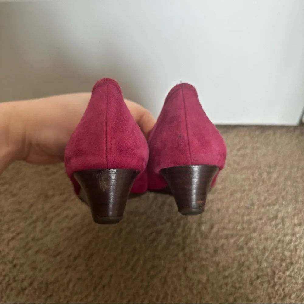 Cole Haan Kathryn Magenta Purple Suede Wedges - Picture 6 of 11